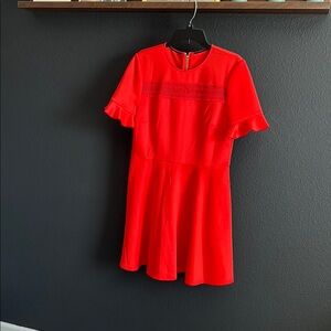 Ted Baker NEW Red Dress with Ruffle Sleeves